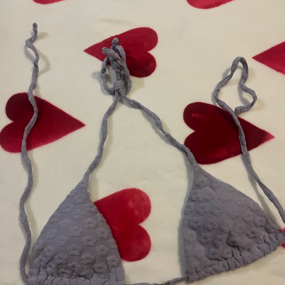 Women's Gray Textured Bikini Top